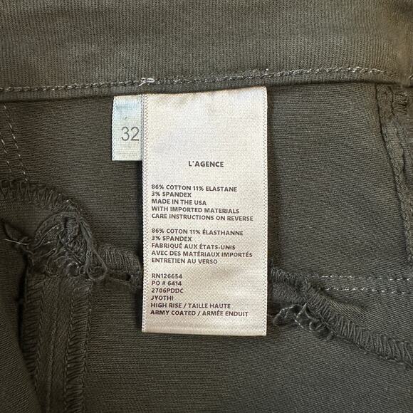 L'AGENCE Green Coated Denim Jyothi jeans, high rise split ankle, REVOLVE, 32 - Picture 8 of 10